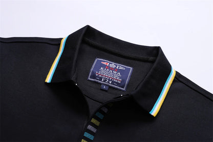 Men‘s Embroidery Solid Color Long Sleeve Polo Shirt