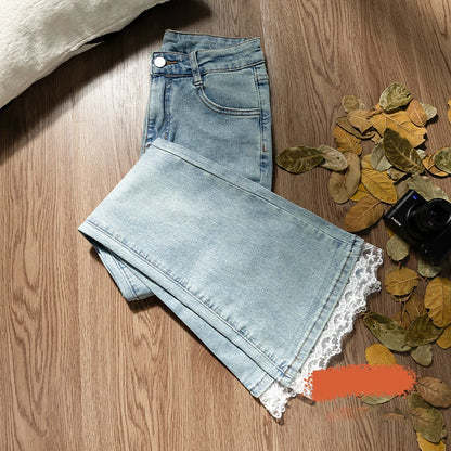 Lace Patchwork Flared Jeans