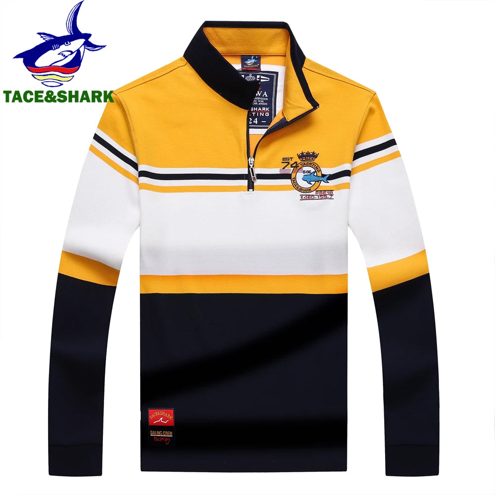 TACE&SHARK Stand Collar Polo Shirt