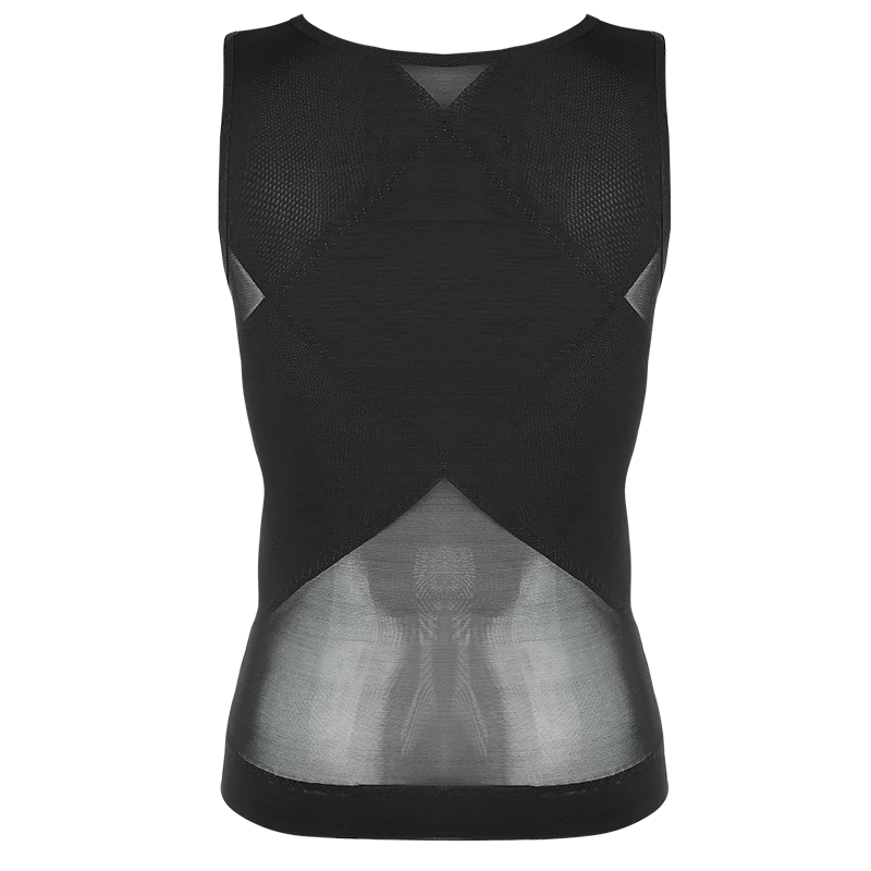 Men Compression Shirt Cross Mesh Tank Top Breathable Sleeveless Shapewear Undershirt Slimming Body Shaper Tummy Control Vest