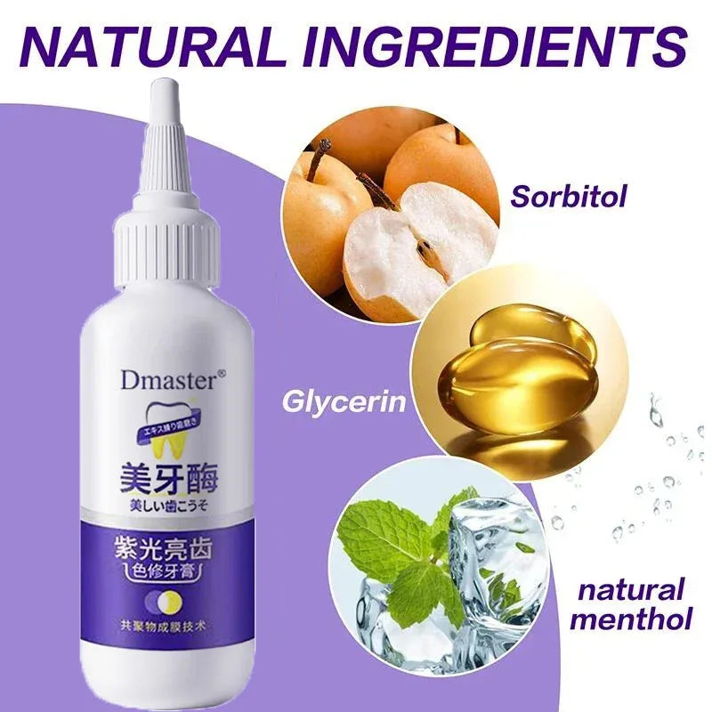 V34 Purple Whitening Toothpaste – Color Correcting Enzyme Mousse for Stains & Yellow Teeth (50g)