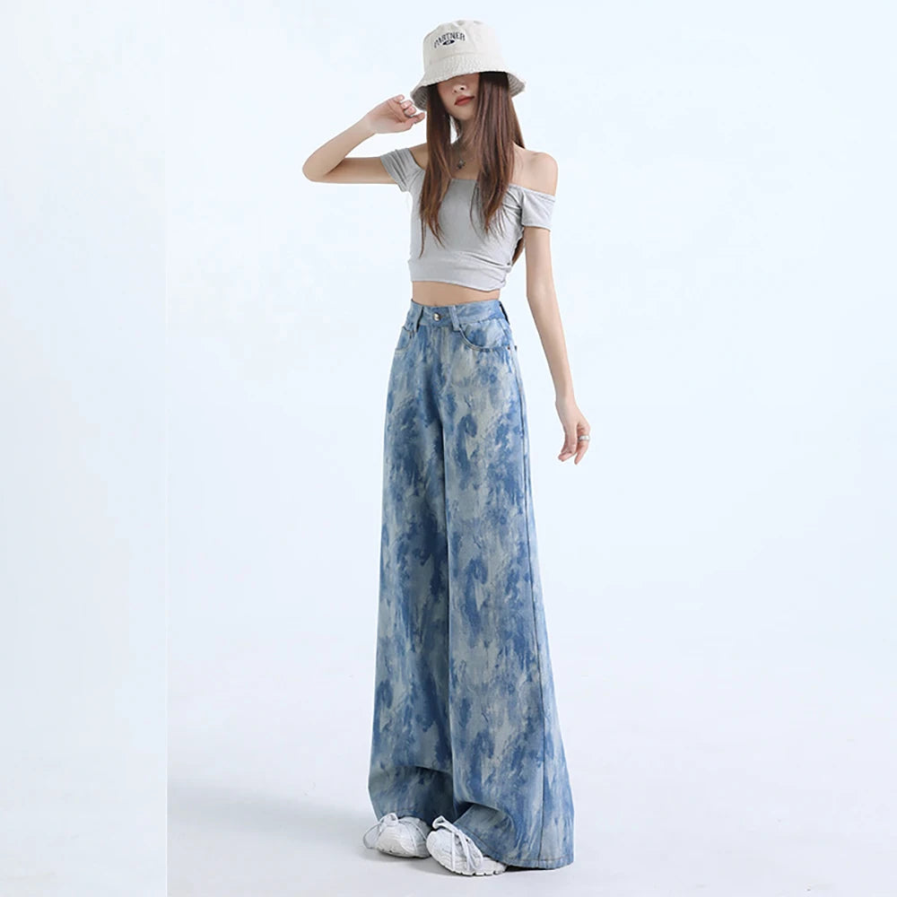 Light Blue Tie-Dye Print Jeans