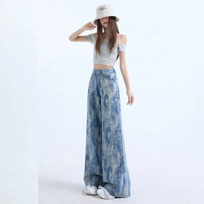 Light Blue Tie-Dye Print Jeans