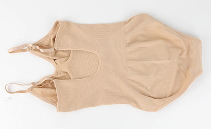 Low Back Bodysuit Shapewear for Women – Seamless Tummy Control Push-Up Body Shaper with Open Crotch & Adjustable Straps