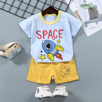 2PCS Cotton Summer T-Shirt and Shorts Set for Toddlers