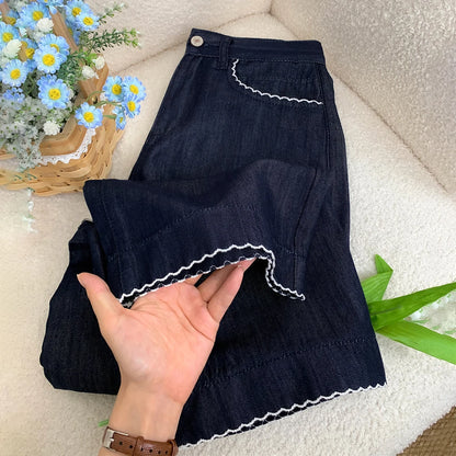 Thin Dark Blue Denim Pants