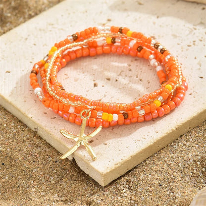 Bohemia Multilayer Rice Bead Anklet Set