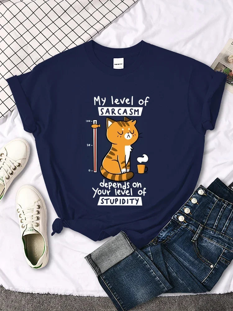 My Level of Sarcasm Depends on Your Level of Stupidity Graphic T Shirts