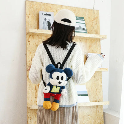 25cm Fashion Cartoon Backpack Mickey Mouse Plush Toy Bag Super Soft Toy Bag Student Bag Holiday Gift