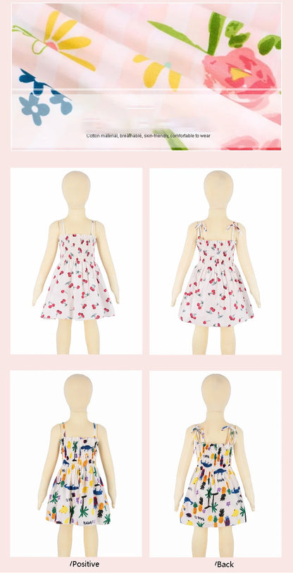 Children's Summer Floral Princess Dress – Cotton Sling Sundress for Girls