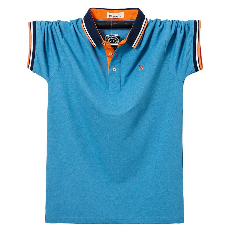 Mens Casual Knot Embroidery 95% Cotton Polo Shirt