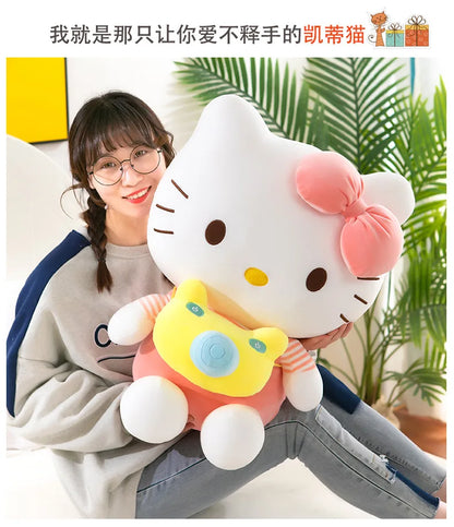 35cm Saniro Hello Kitty Plush Camera KT Cat Doll Cute Cat Kitty Toys Children's Gift Girl Sofy Stuffed Animal Pillow Toys Gifts