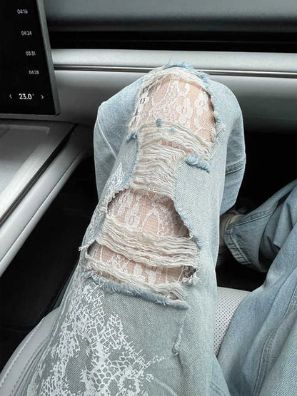 Oversized Fashion Ripped Holes Jeans