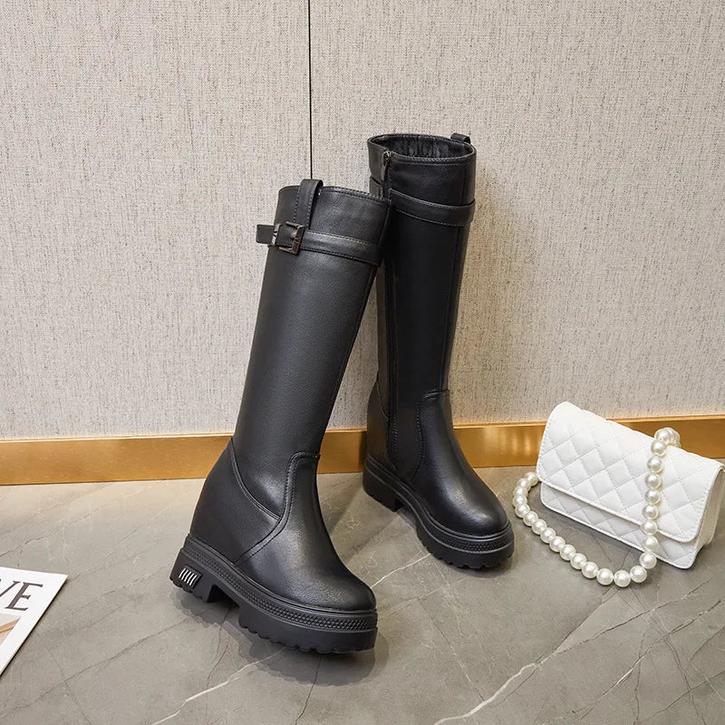 Fujin 10cm Knee High Boots for Women Motorcycle Boots