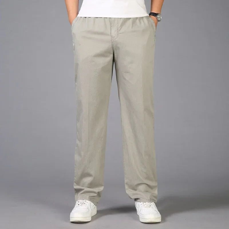 Men Pants Casual Cotton Long Pants Straight Joggers