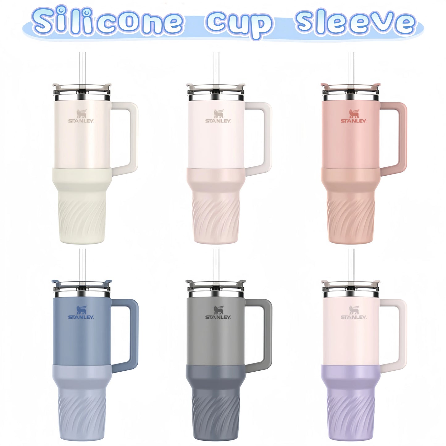 13pcs accessories for Stanley 40oz thermos cup, flower straw covers, 10mm straws, silicone cup sleeves and cleaning brushes.