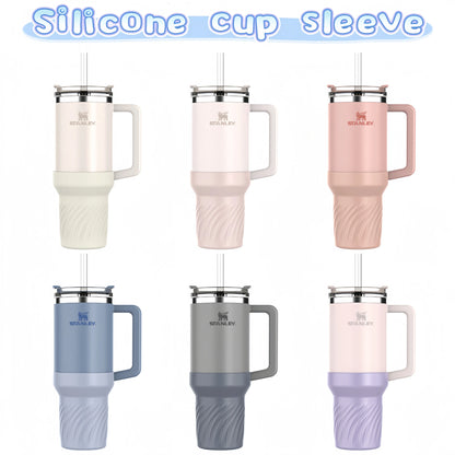 13pcs accessories for Stanley 40oz thermos cup, flower straw covers, 10mm straws, silicone cup sleeves and cleaning brushes.