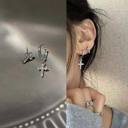 Crystal Cross Women Stud Earrings