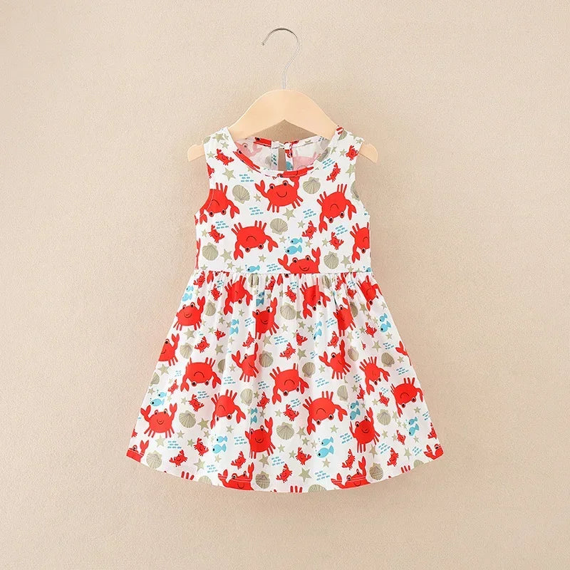 Cotton Cartoon Summer Dress for Girls – Sleeveless Princess Party Outfit