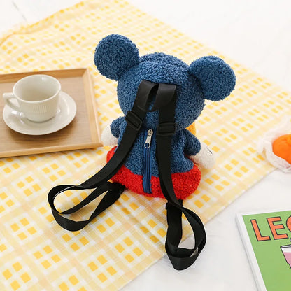 25cm Fashion Cartoon Backpack Mickey Mouse Plush Toy Bag Super Soft Toy Bag Student Bag Holiday Gift