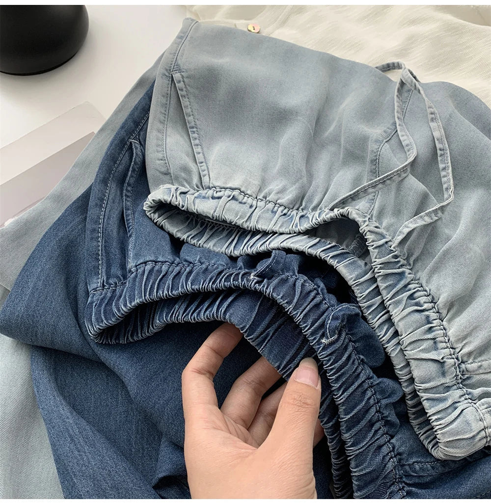 Thin Ice Silk Denim Pants for Women