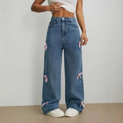 Street bow collage washed jeans