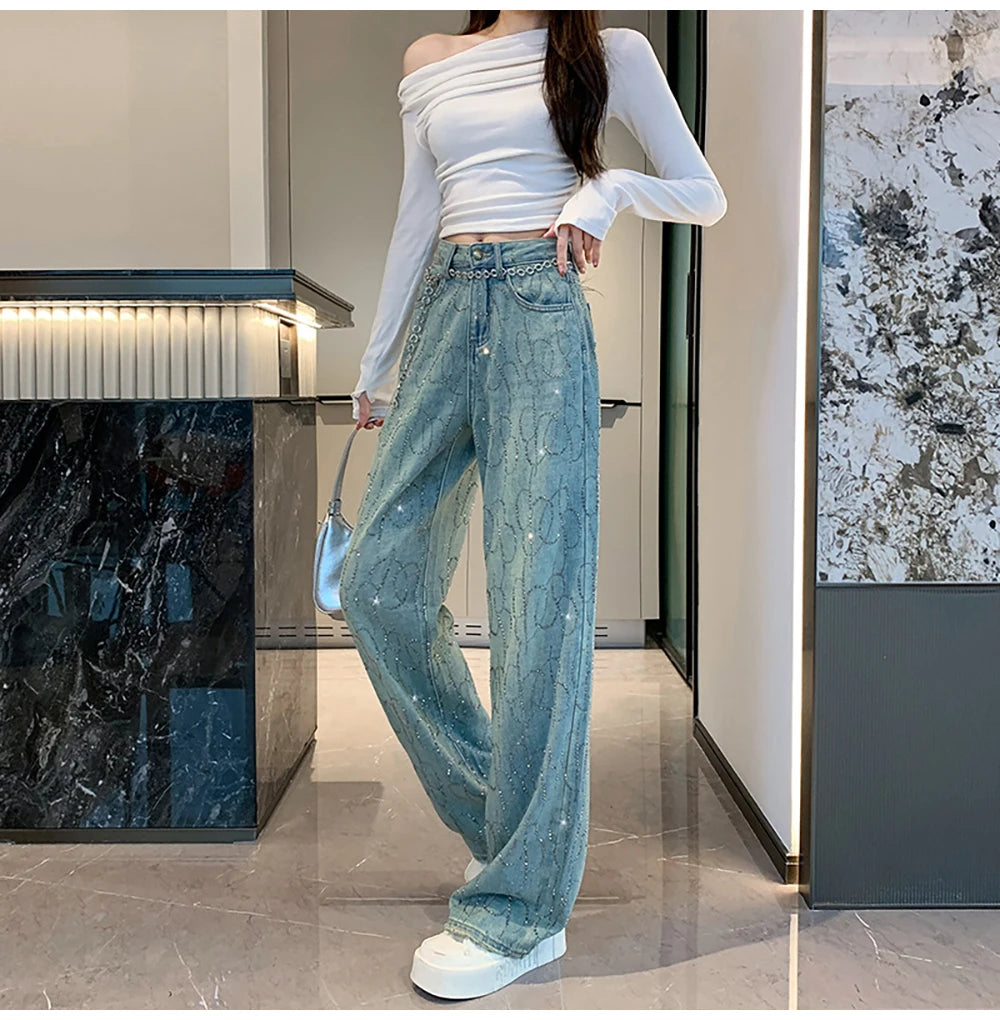 Hot Stamping Diamond Jeans