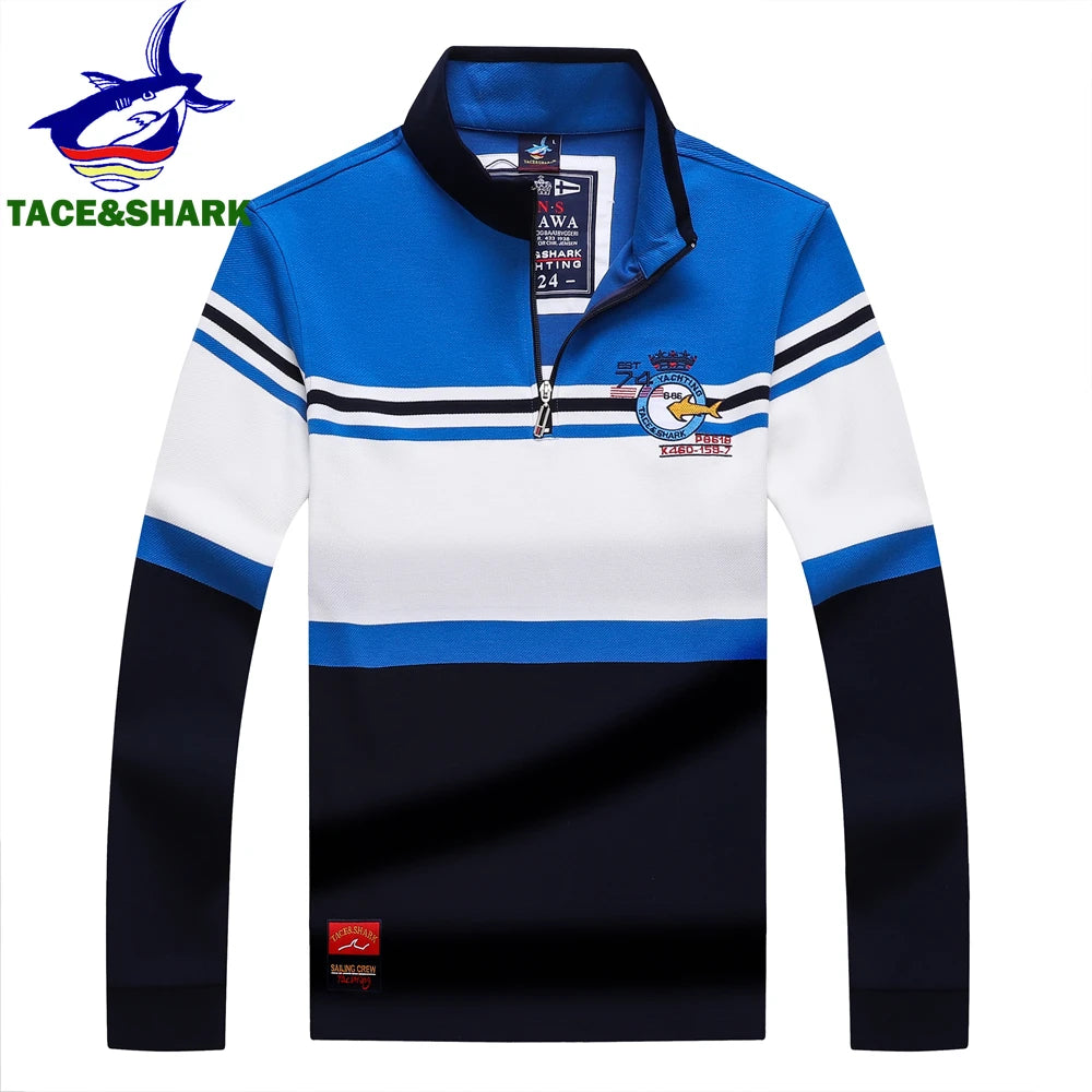 TACE&SHARK Stand Collar Polo Shirt
