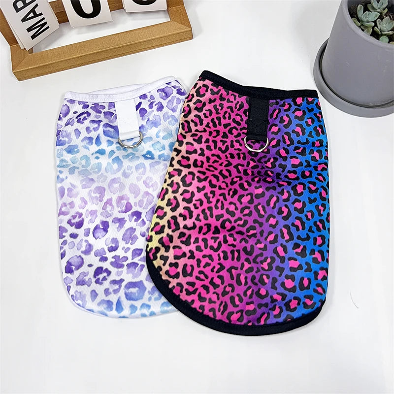 Pullover Pet Vest – Colorful Leopard Print for Small/Medium Dogs & Cats