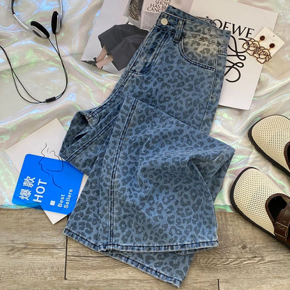 Leopard Print Wide Leg Jeans