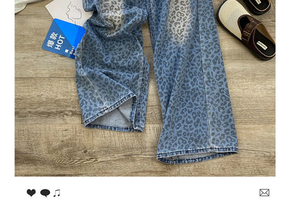 Leopard Print Wide Leg Jeans