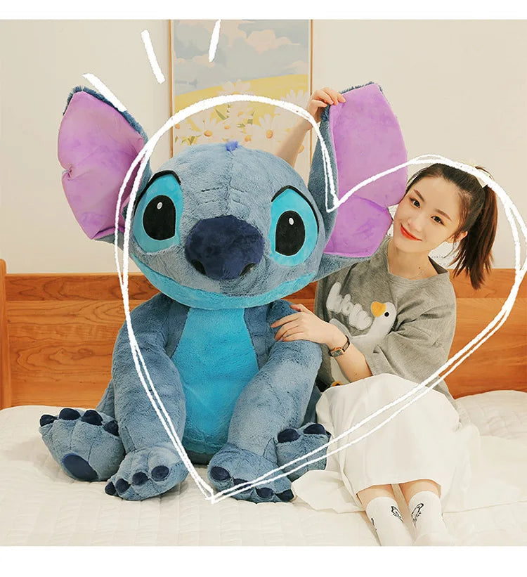 60cm Disney Stitch Plush Toy Doll Anime Lilo & Stitch Sitting Stitch Cartoon Stuffed Doll Children's Comforting Pillow Kids Gift