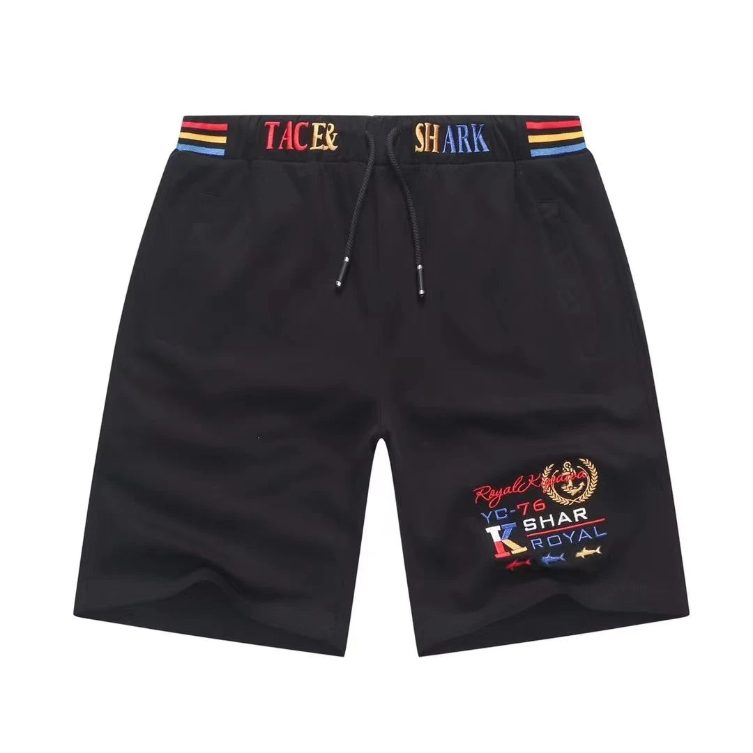 TACE&SHARK Men's White Casual Shorts with Embroidered Logo