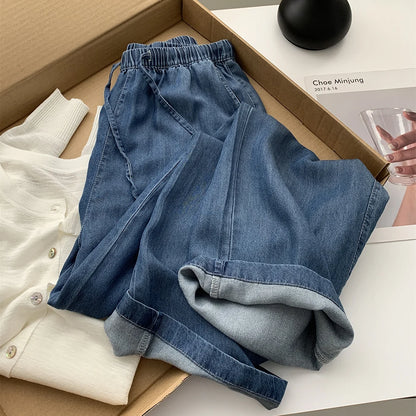 Thin Ice Silk Denim Pants for Women