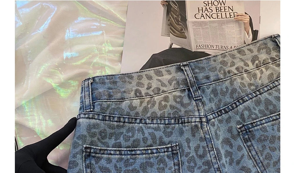 Leopard Print Wide Leg Jeans