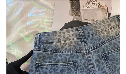 Leopard Print Wide Leg Jeans