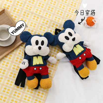 25cm Fashion Cartoon Backpack Mickey Mouse Plush Toy Bag Super Soft Toy Bag Student Bag Holiday Gift