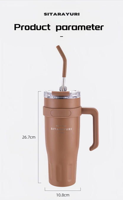 304 Stainless Steel Auto Cup Double Layer Vacuum Large Capacity Bingba Cup Outdoor Portable Thermos Cup with Handle Sports Cup