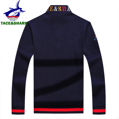 Men‘s Shark Embroidery Long Sleeve Polo Shirt