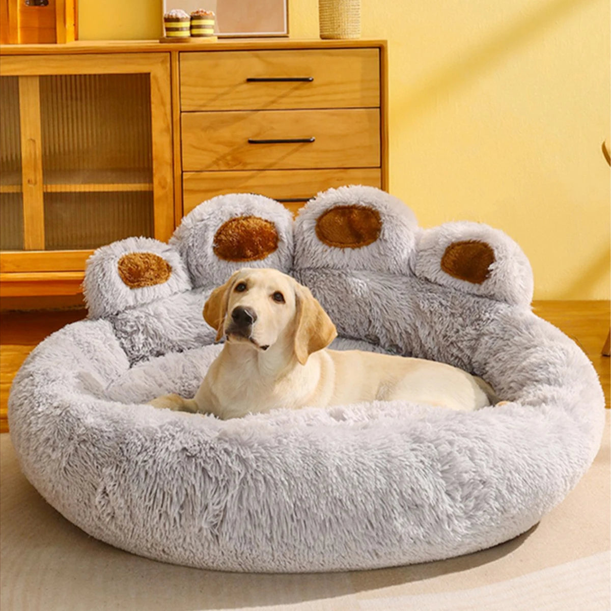 Fluffy Dog Bed – Plush Round Pet Cushion for Small to Large Dogs & Cats