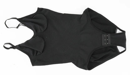 Low Back Bodysuit Shapewear for Women – Seamless Tummy Control Push-Up Body Shaper with Open Crotch & Adjustable Straps