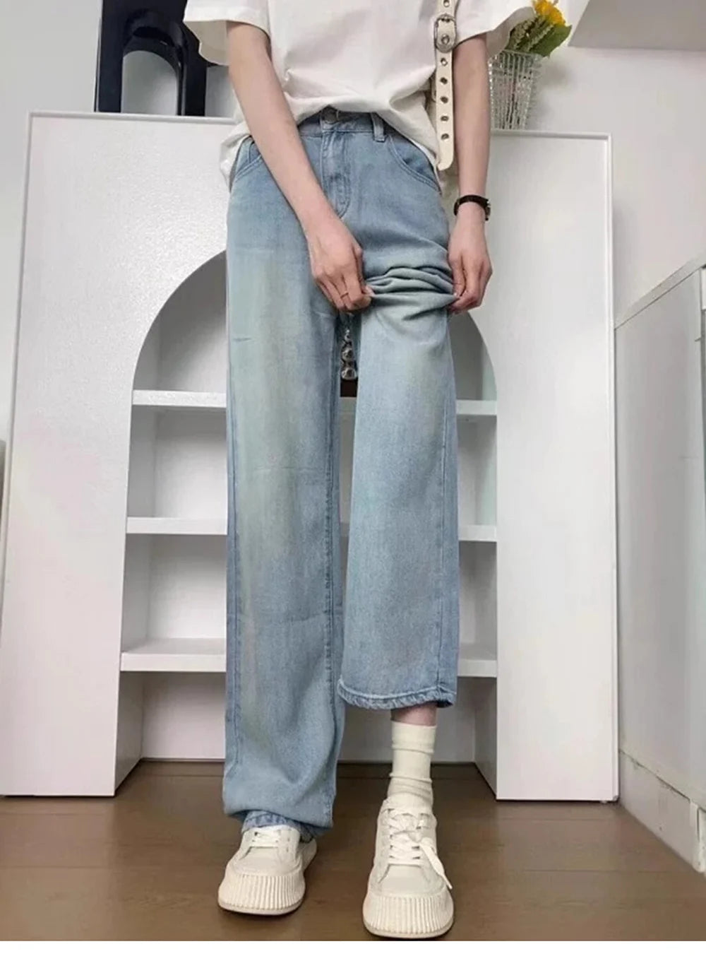 Oversized Thin Ice Silk Jeans