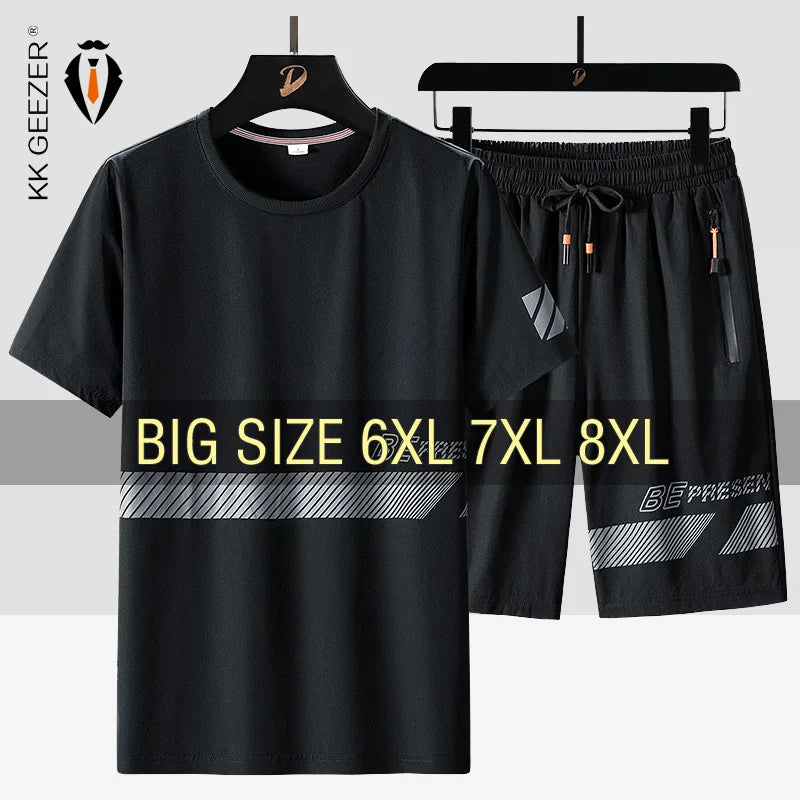 Men T Shirt Suit Shorts Tshirt Set