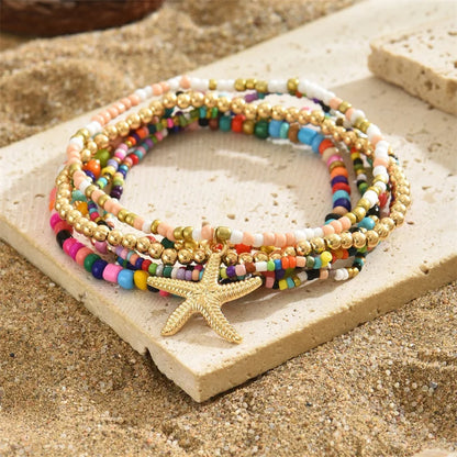 Bohemia Multilayer Rice Bead Anklet Set