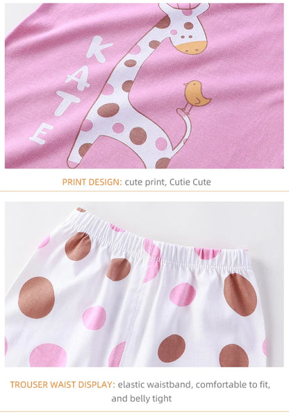 2PCS 100% Cotton Summer T-Shirt and Shorts Set for Toddlers