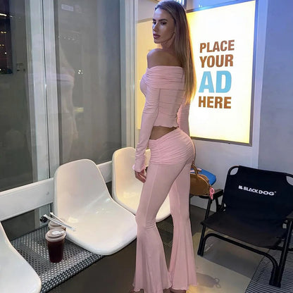 Fold Over Flare Pants 2 Piece Set