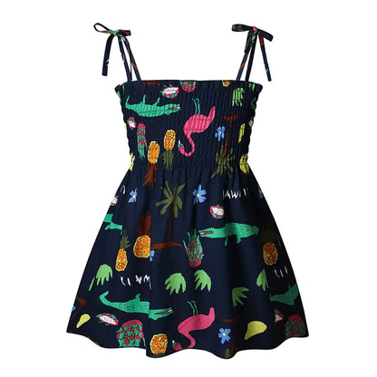 Children's Summer Floral Princess Dress – Cotton Sling Sundress for Girls