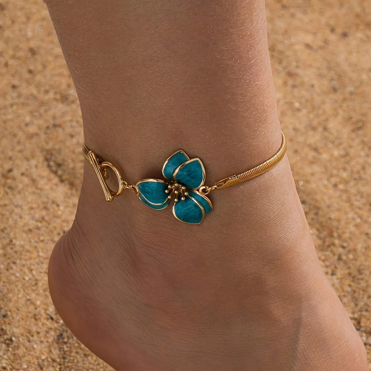 Fashion Metal Flower Pendant Anklet