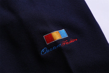 Men‘s Shark Embroidery Long Sleeve Polo Shirt