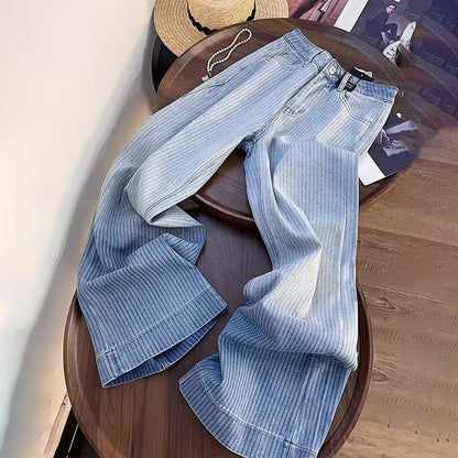 Shiny Rivet Wide Leg Jeans